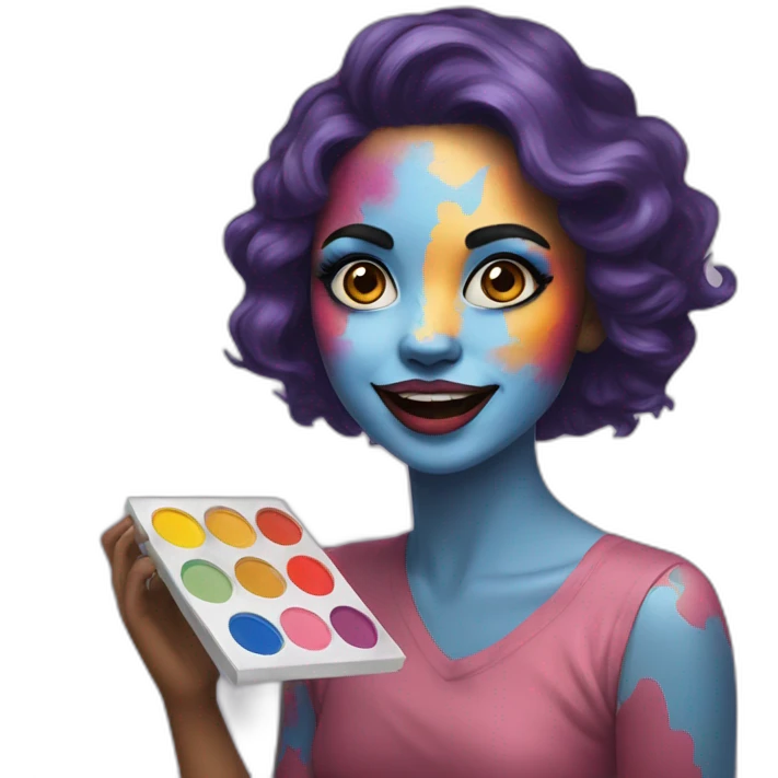 face painting holding color palette amazed emoji