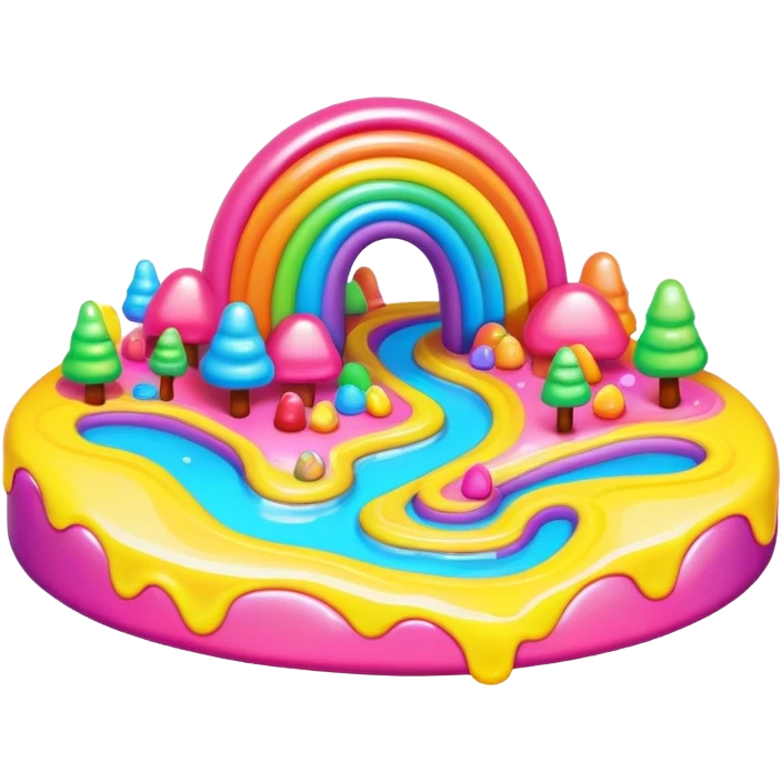 melting neon rainbow candy land landscape emoji