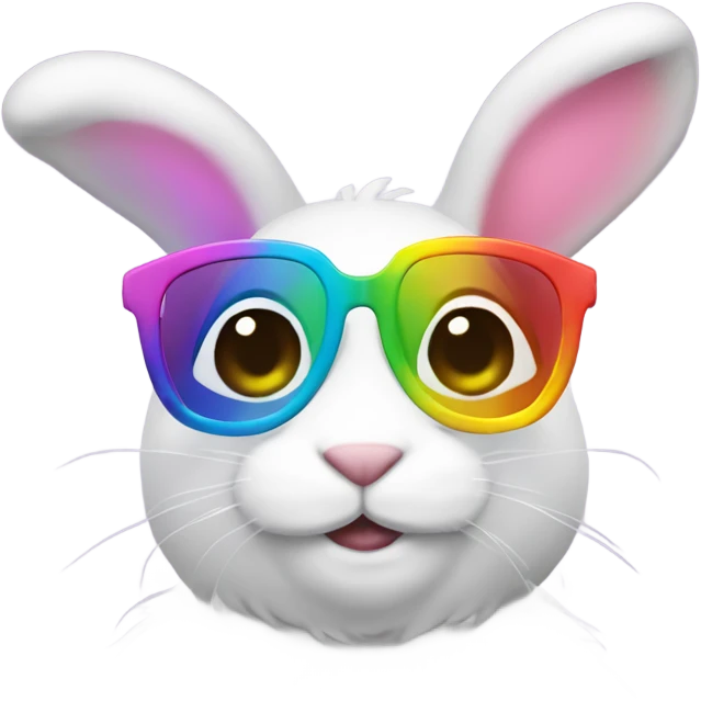 Gay man wearing bunny ears and rainbow glasses emoji
