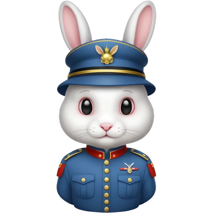 white rabbit with soldier costume emoji
