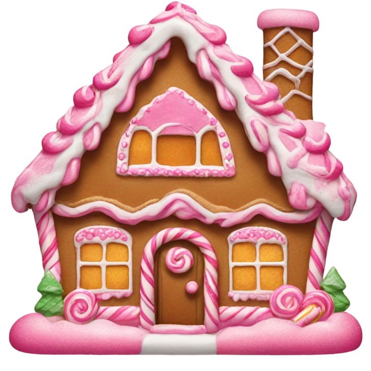 Pink gingerbread house emoji