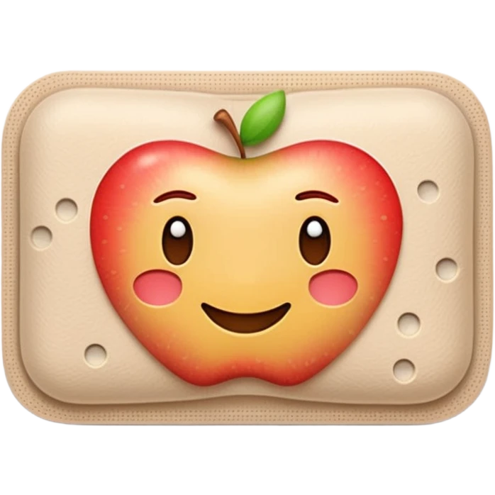 single adhesive bandage in light beige tone, rectangular with rounded edges and a small padded center, slightly textured surface with subtle perforation dots on each end, positioned flat, no face, no skin or wound, apple emoji style, soft lighting, subtle shadows, emoji scale emoji