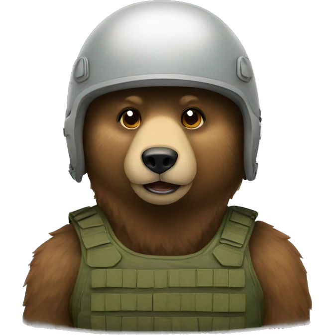 Bear in military helmet emoji