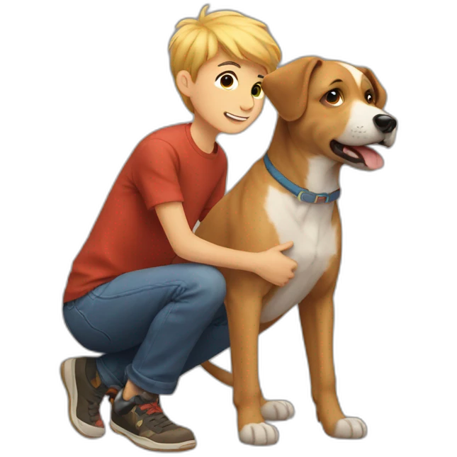 dog with boy emoji