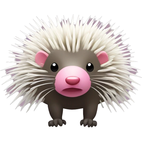 Brazilian porcupine with a pink nose, and white pricks all over its body emoji
