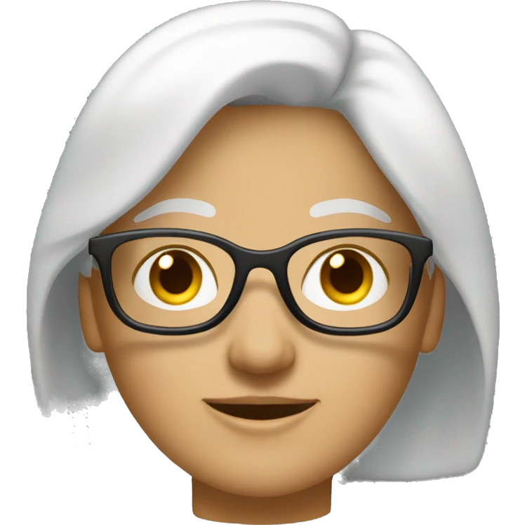 mujer 50 años pelo medio blanco gafas emoji