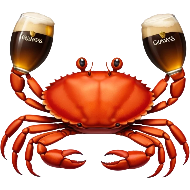 A crab holding a guiness emoji
