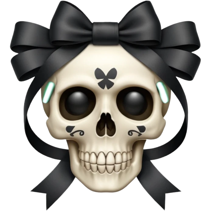 RIBBON SKULLBLACK RIBBON SKULL emoji