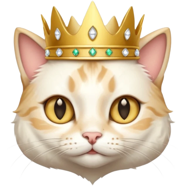 Cat with tiny gold jeweled crown — cute and smug emoji