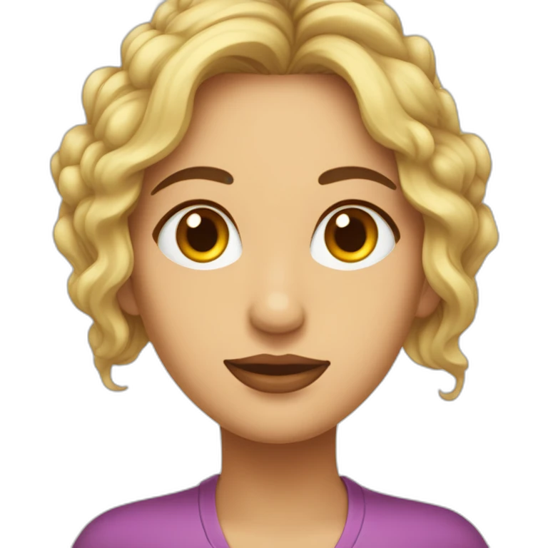 Mujer madura ojos pequeños con media melena rizada  emoji