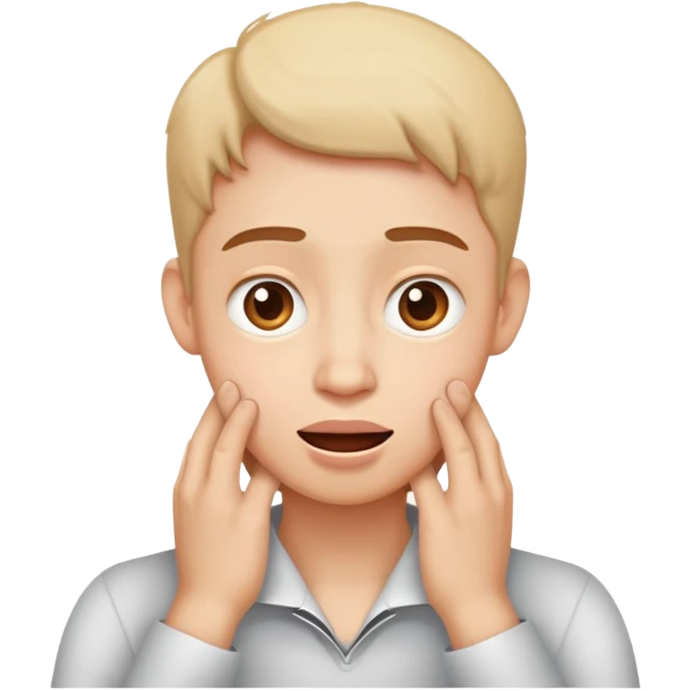 Hands on your own neck, funny face  emoji