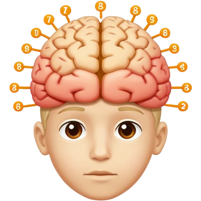 Young school boy with genius mathematic brain emoji