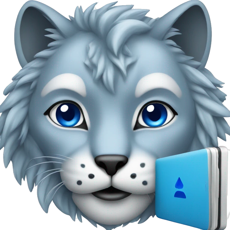 A blue lynx with a laptop emoji