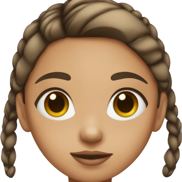 A girl with a high brown ponytail with make up emoji