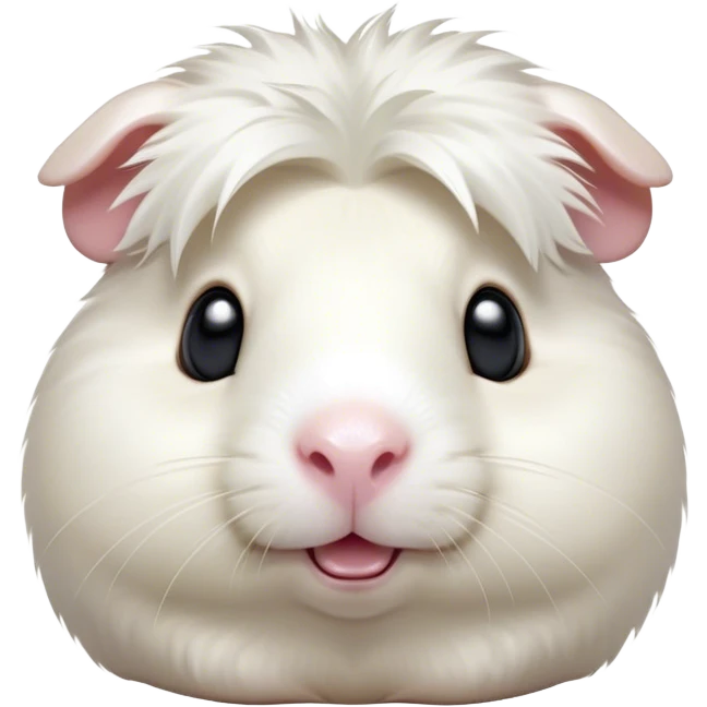 Cinematic Comical White Guinea Pig Portrait Emoji, Head tilted dramatically with an exaggeratedly amused expression, featuring a glossy, pristine white fur with an adorably scrunched face, wide, expressive dark eyes filled with playful disbelief, Simplified yet hilariously expressive features, highly detailed, glowing with a slightly sassy glow, high shine, dramatic yet playful, stylized with an air of cheeky mischief, bright and endearing, soft glowing outline, capturing the essence of a spirited and over-the-top guinea pig, so meme-worthy it feels like it could side-eye its way into internet fame instantly! emoji