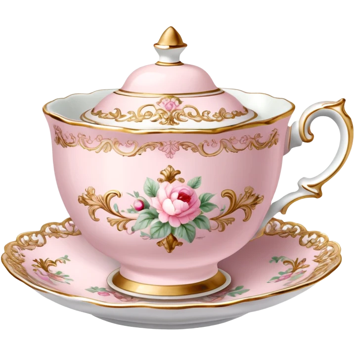  Vintage ornate rococo pale pink tea cup emoji
