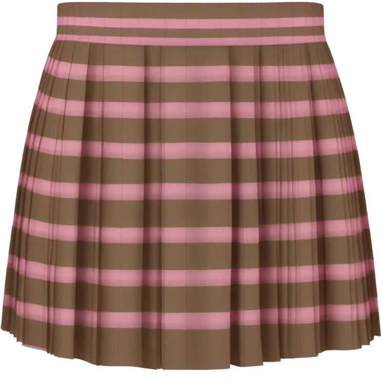 Brown and pink tartan pleated mini skirt, isolated emoji