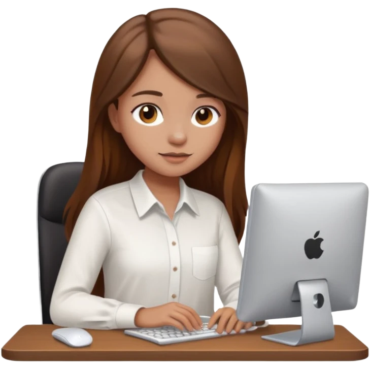 Cute girl using computer emoji