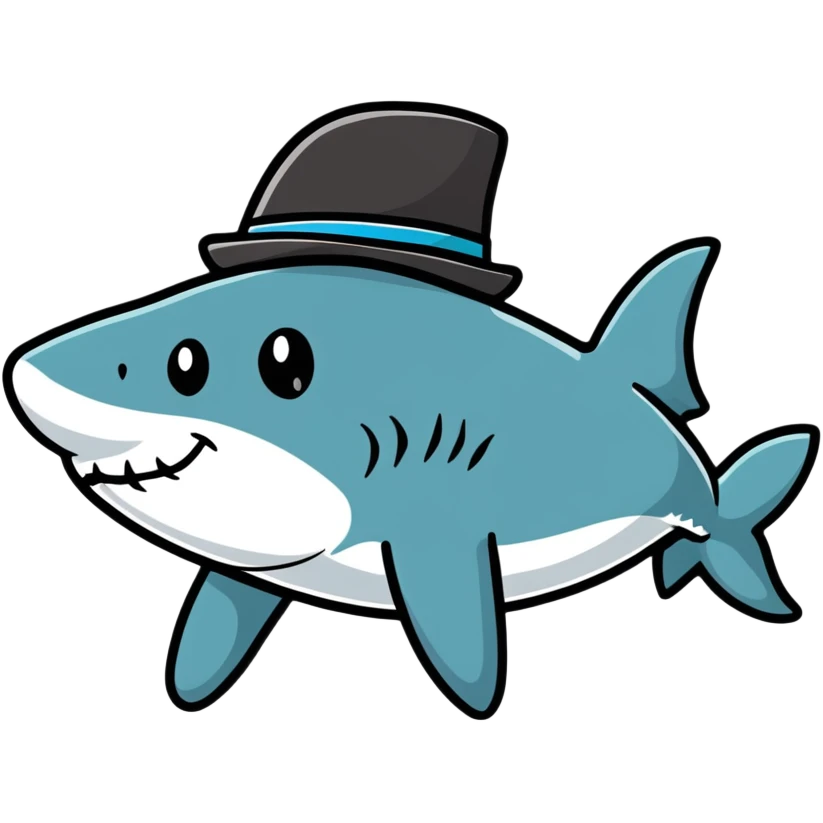 Shark with a top hat emoji