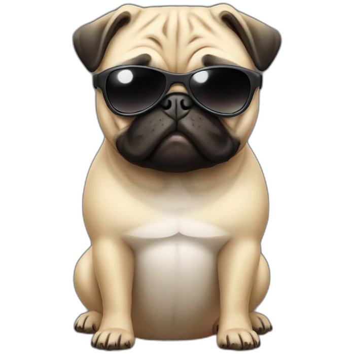 Pug fitness body with sunglass emoji