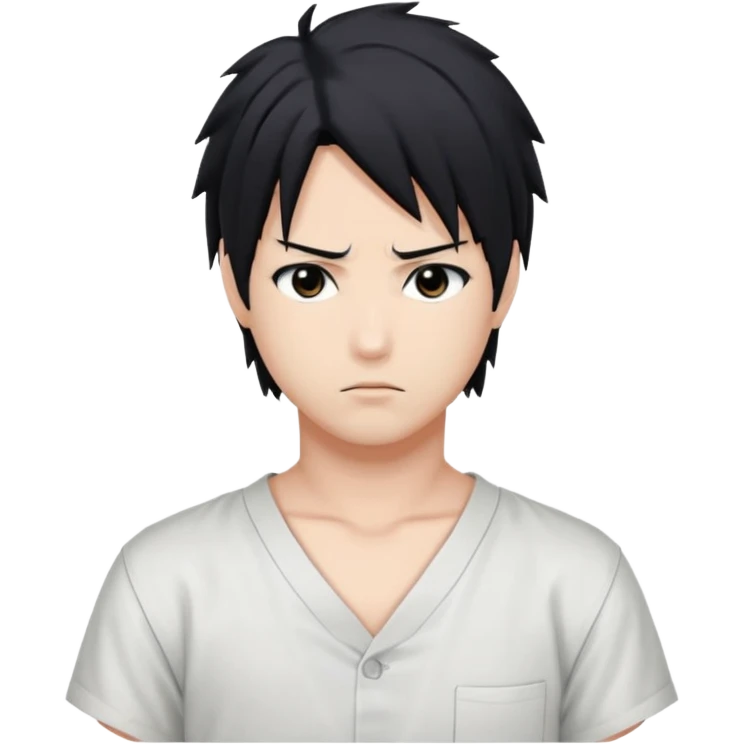 Sasuke. White low cut shirt, emoji