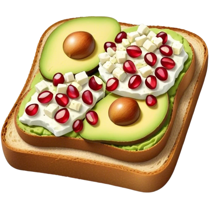 Avocado toast with pomegranate seeds and feta cheese emoji