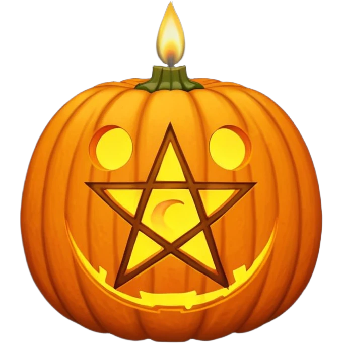 Pentacle pumpkin with candle on top emoji