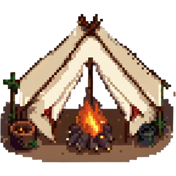 campfire next to a tent at night emoji