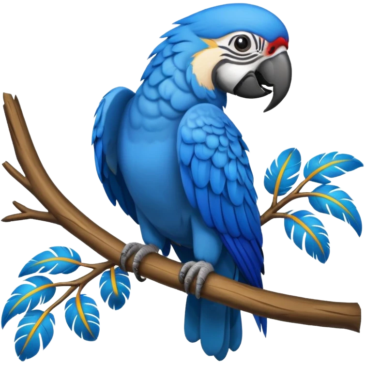 blue macaw perched on a branch emoji