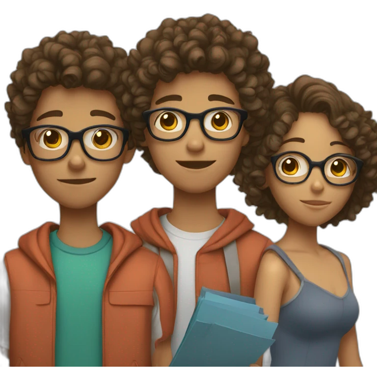 a couple of teenagers with glasses, the girl has curly hair and the boy has short hair emoji