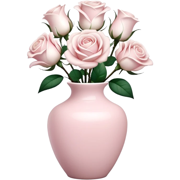 Light pink ceramic vase with white roses emoji