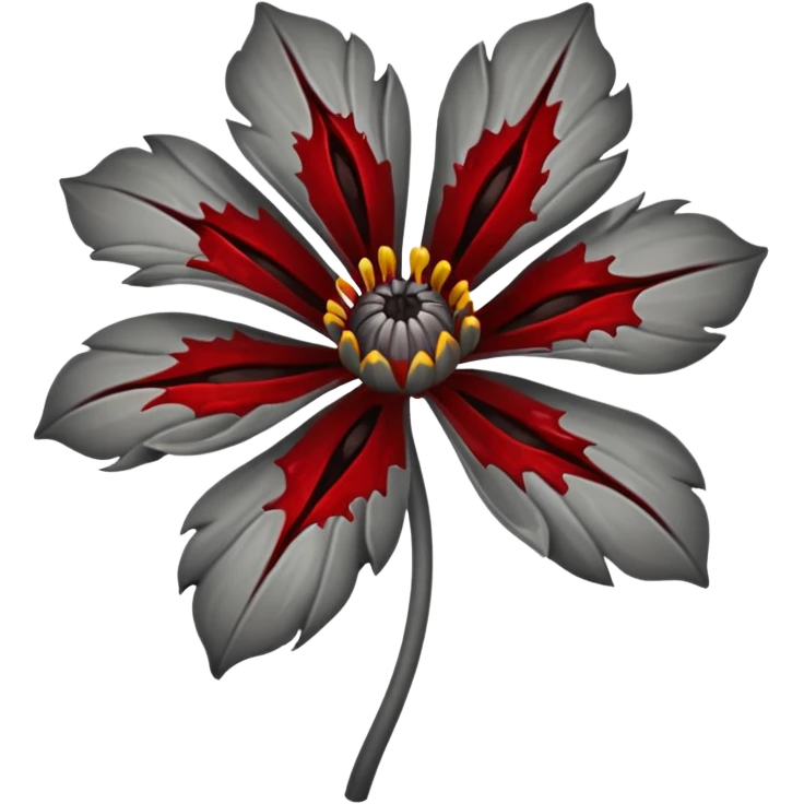 Grey creepy flower with red and blood on inside emoji