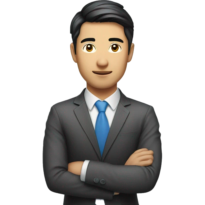 an asian young professional man looking like a sale person emoji