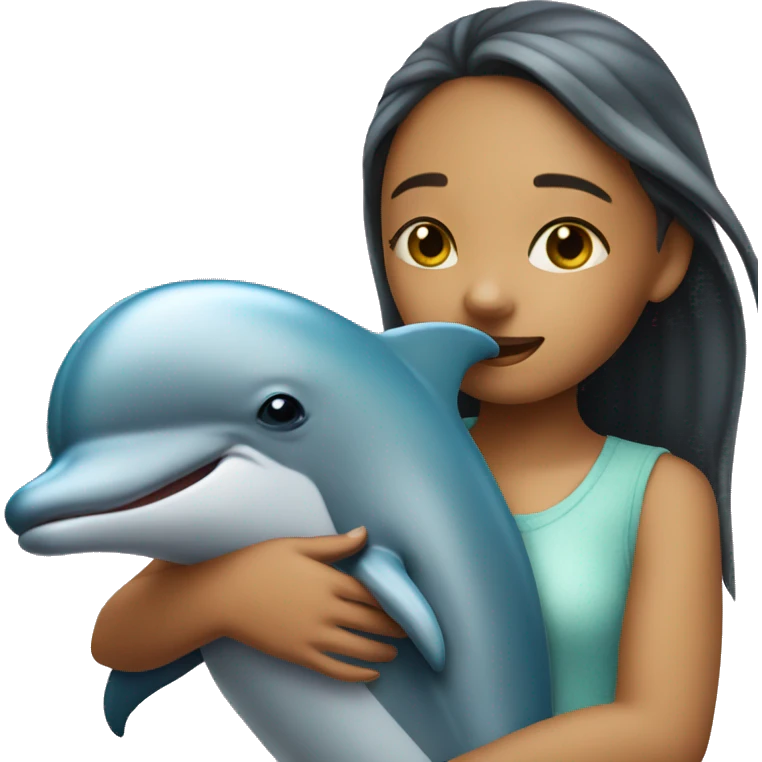 girl hugging dolphin emoji