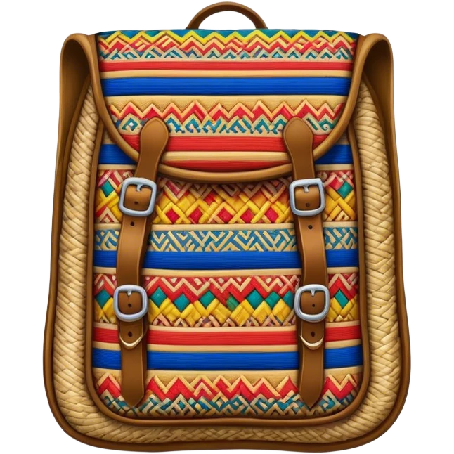 Cinematic Realistic image of a traditional Colombian mochila, rendered with detailed woven textures and vibrant patterns, set against a rustic backdrop with soft, cultural lighting emoji