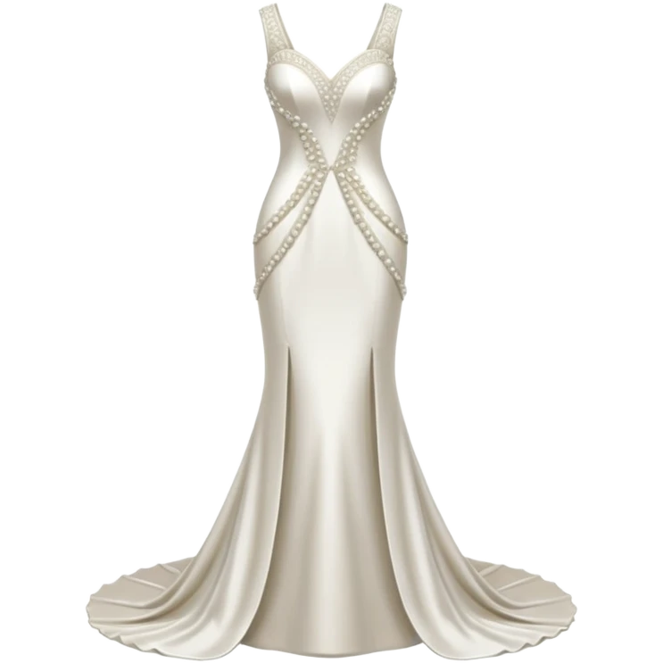 Hyper Realistic ornate 
Minimalistic diamonds and peals sheath Wedding dress displays emoji