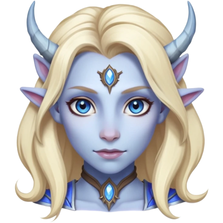 Warcraft female blonde half-Dranei blue eyes emoji