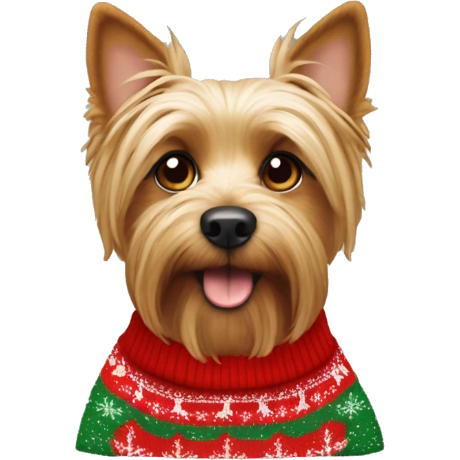 Yorkshier dog with Christmas jumper emoji