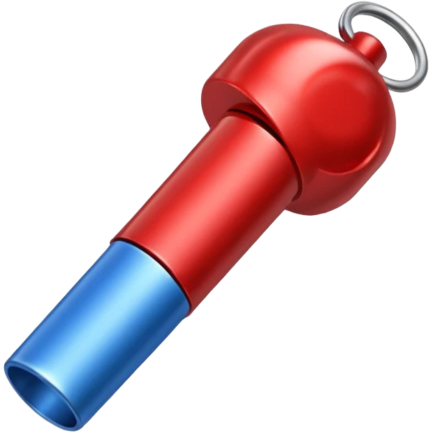 whistle blow blue (#00A3E0) and red (#F9423A) emoji