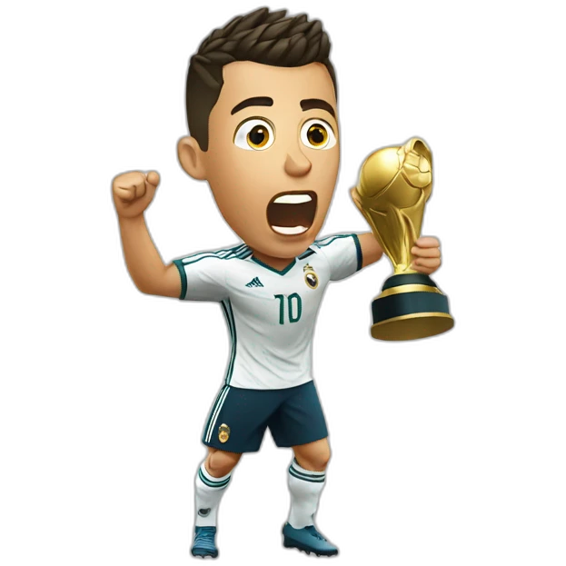 cristiano ronaldo, screaming, trophy emoji