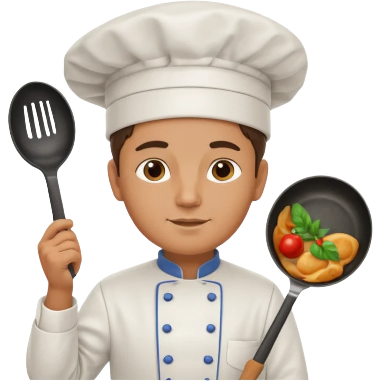 a chef is holding a pan emoji