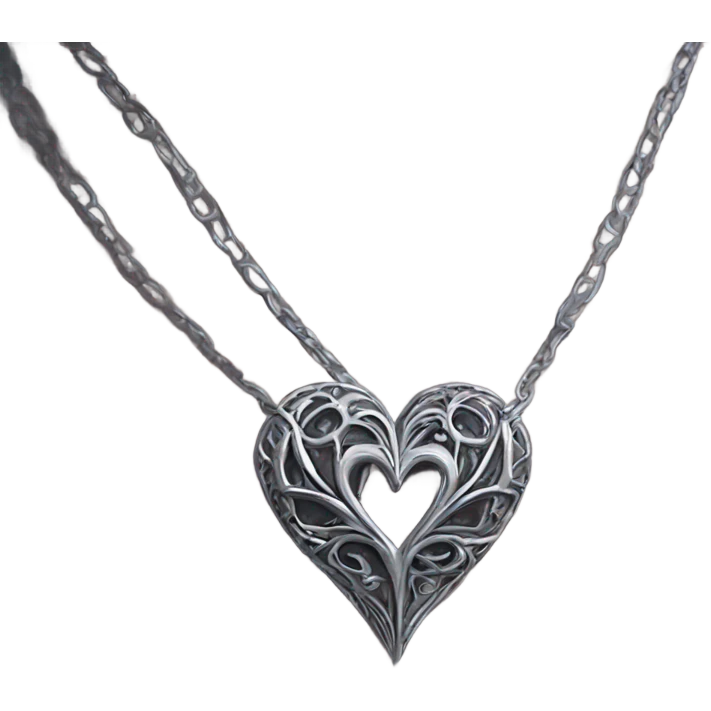 silver gothic heart necklace emoji