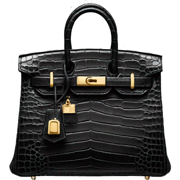 black crocodile birkin with gold hardware  emoji