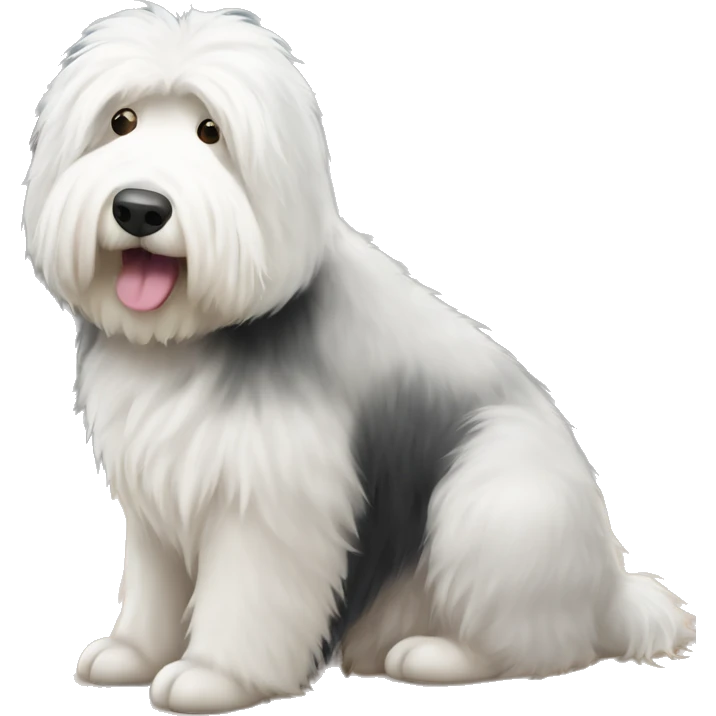 Old English sheepdog waiting for food emoji