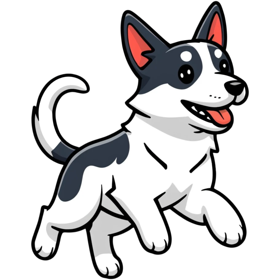 fast running black and white dog emoji