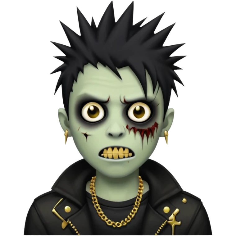 zombie emo black boy emoji with spiky hair and gold grillz emoji