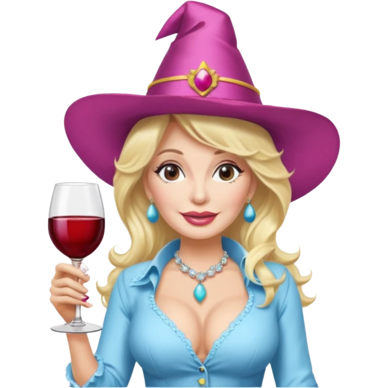 Dolly Parton with a huge glass of wine on a bachelorette trip emoji