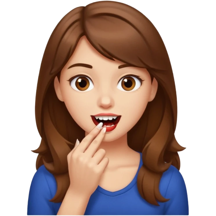 Une fille brune et blanche qui se mord l'ongle avec ses dents comme si elle draguait qqn emoji