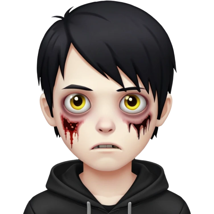 zombie, boy, emo, black hair, hoodie emoji
