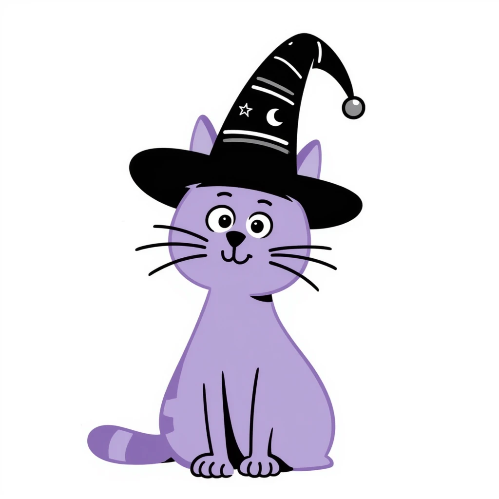 violet cat in magic hat emoji